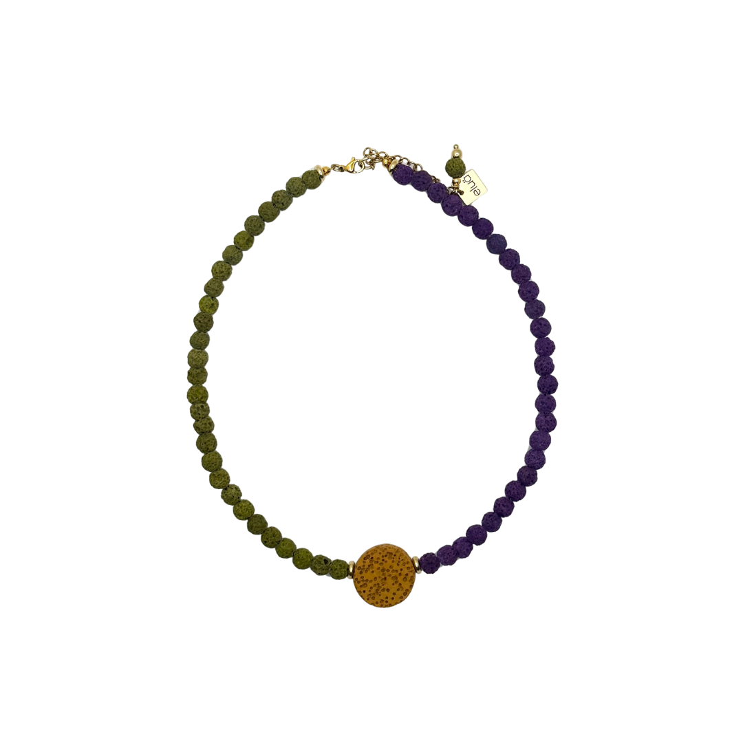 Round Purple and Green with yellow Necklace