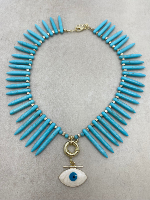 Blue Eye Spikes Necklace