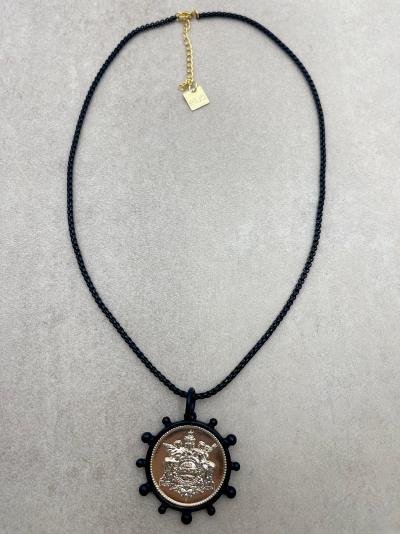 Black Medallion Necklace