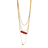 Palma Layered Chains with Red and Nude Palm Beads
