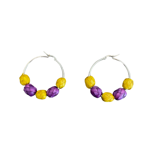 Endless Summer Palma Hoop Earrings - Yellow/Purple