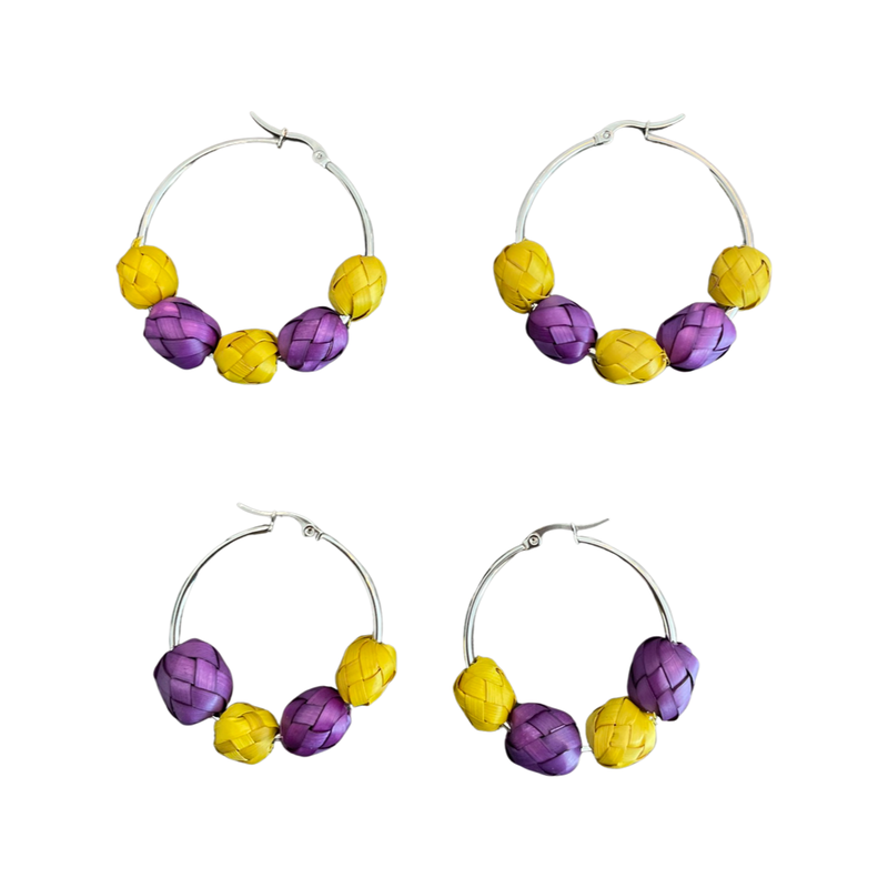 Endless Summer Palma Hoop Earrings - Yellow/Purple