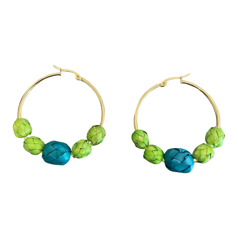 Endless Summer Palma Hoop Earrings - Teal/Green