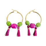 Endless Summer Palma Hoop Earrings - Pink/Green