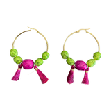 Endless Summer Palma Hoop Earrings - Pink/Green