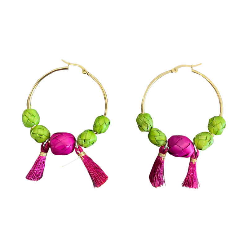 Endless Summer Palma Hoop Earrings - Pink/Green