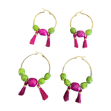 Endless Summer Palma Hoop Earrings - Pink/Green