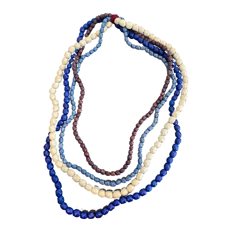 Layered Blues and Nudes Palm Necklace