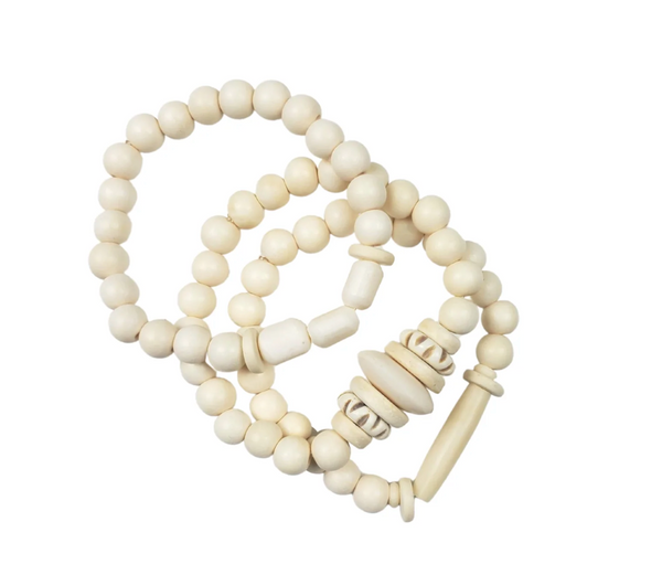 Trio Stack Bracelets / White