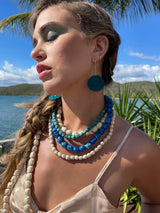 Blue Palmeras Pendant Earrings
